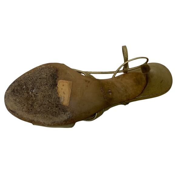 Mary Norton Italian Heels Gold Leather Rhinestone‎ Crystal Slingback Sandal Sz 6 - Picture 6 of 6